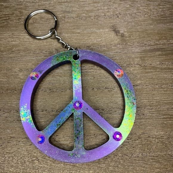 *SALE* NWT Cool Peace Keychain Swarovski Crystals - Picture 2 of 9